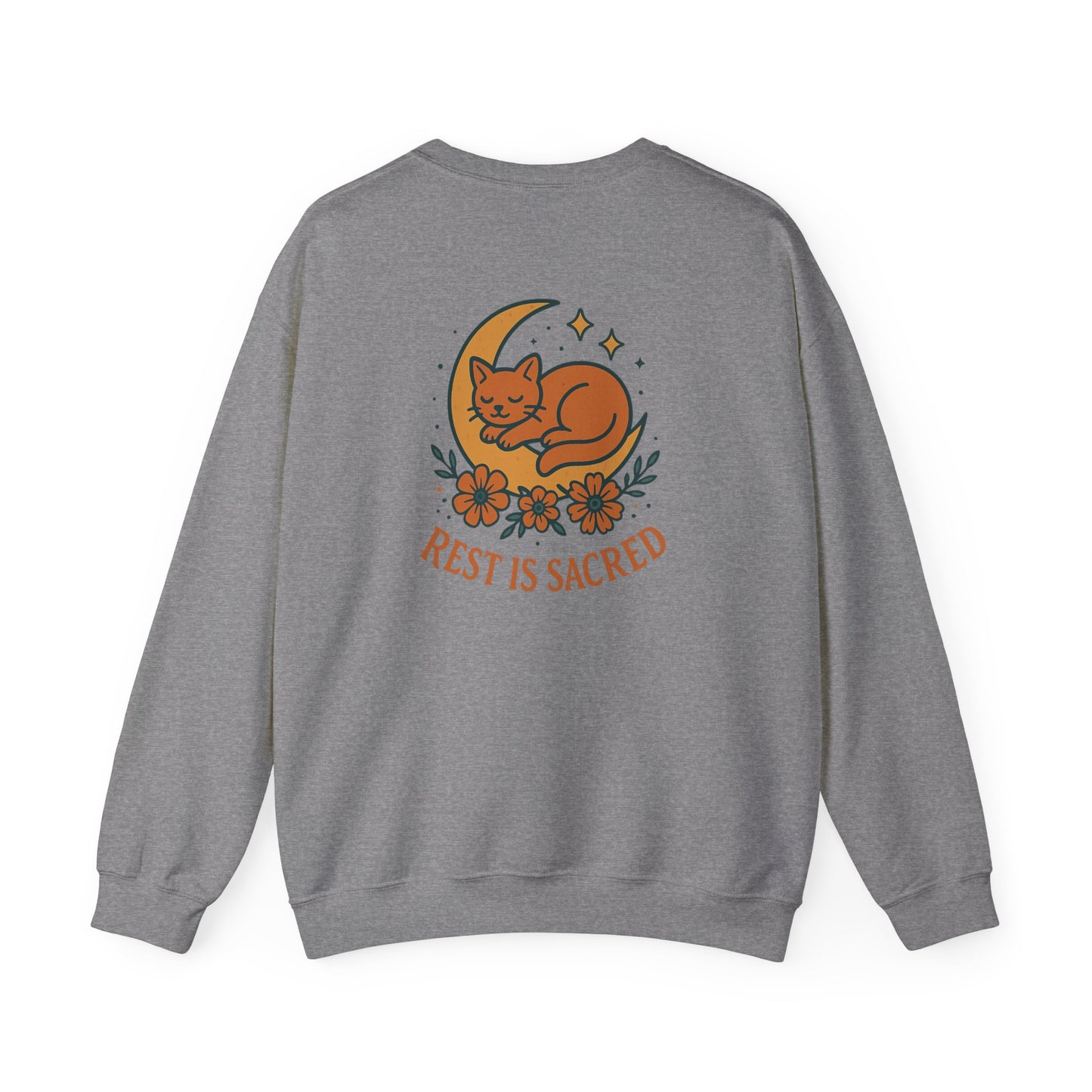 Cat + Moon Rest Is Sacred Sweatshirt