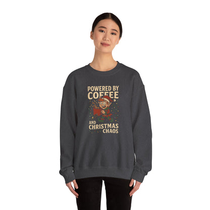 Elf Powered by Coffee and Christmas Chaos Sweatshirt