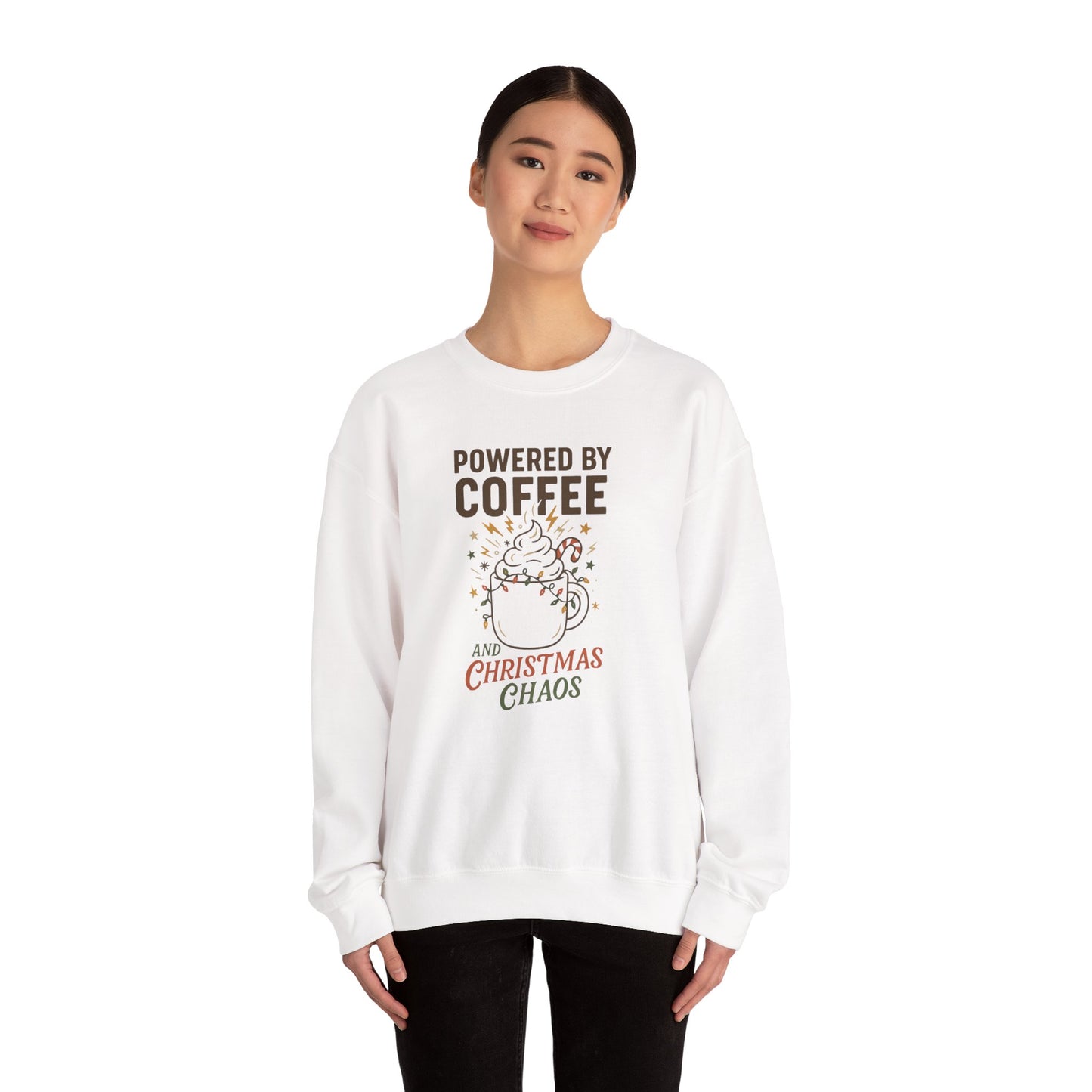 Powered by Coffee and Christmas Chaos Sweatshirt