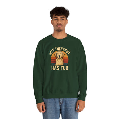 Best Therapist Has Fur Labrador Retriever Sweatshirt | Retro Sunset Dog Design