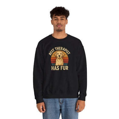 Best Therapist Has Fur Labrador Retriever Sweatshirt | Retro Sunset Dog Design