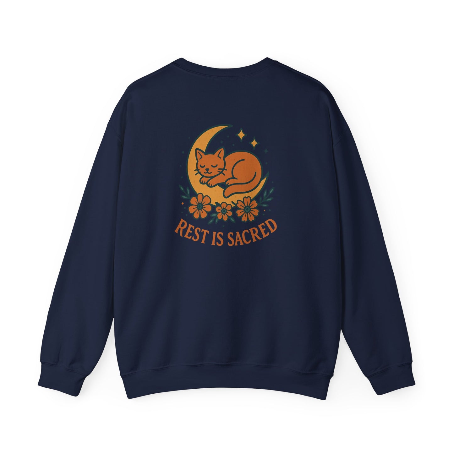 Cat + Moon Rest Is Sacred Sweatshirt