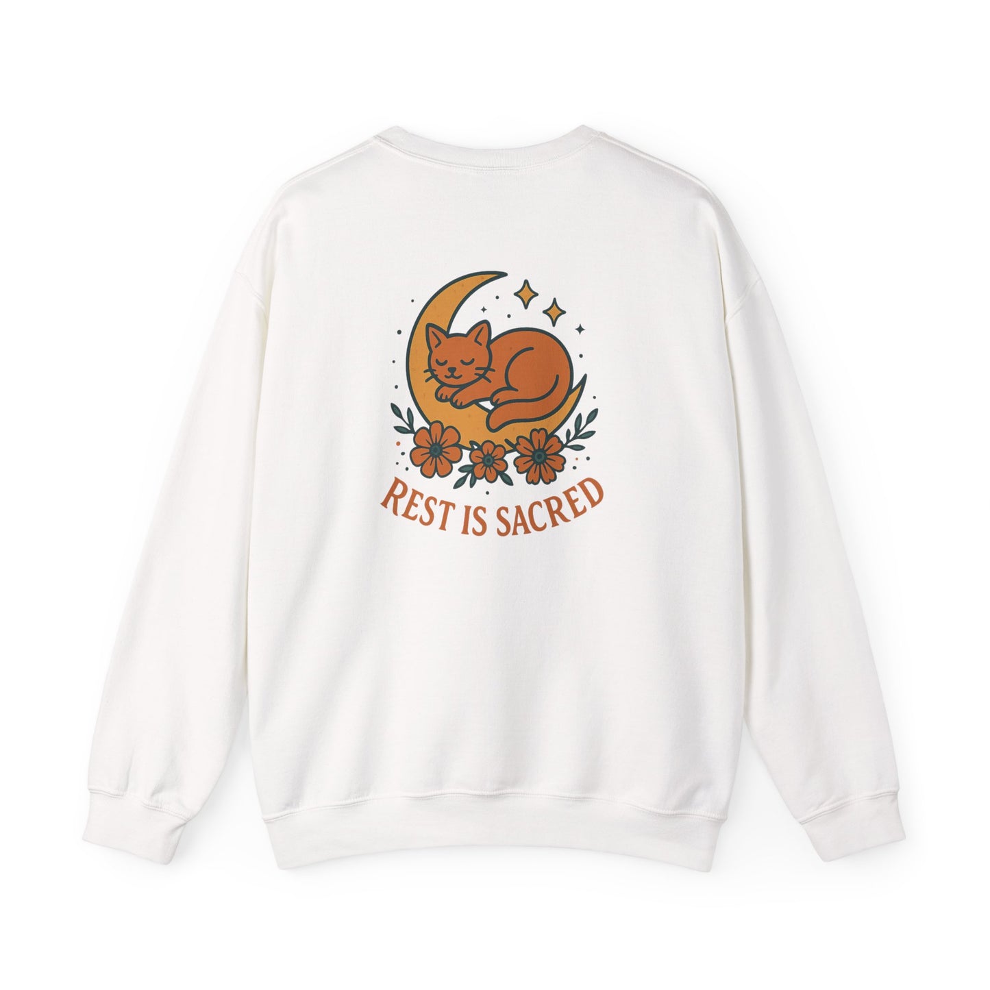 Cat + Moon Rest Is Sacred Sweatshirt