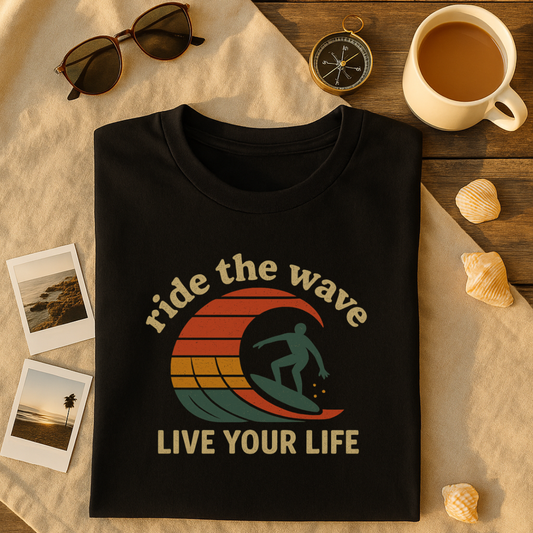 Retro Surfing Ride the Wave T-Shirt