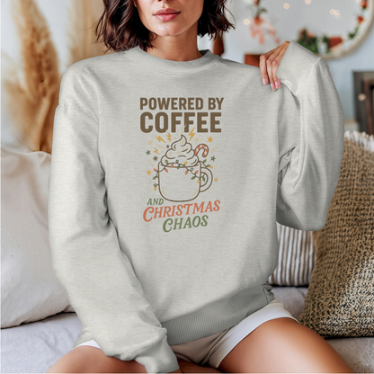 Powered by Coffee and Christmas Chaos Sweatshirt