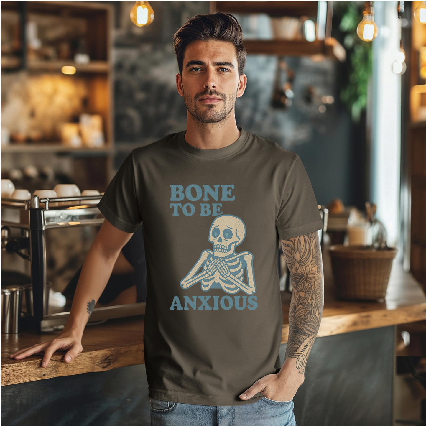 Blue Bone To Be Anxious Skeleton T-Shirt