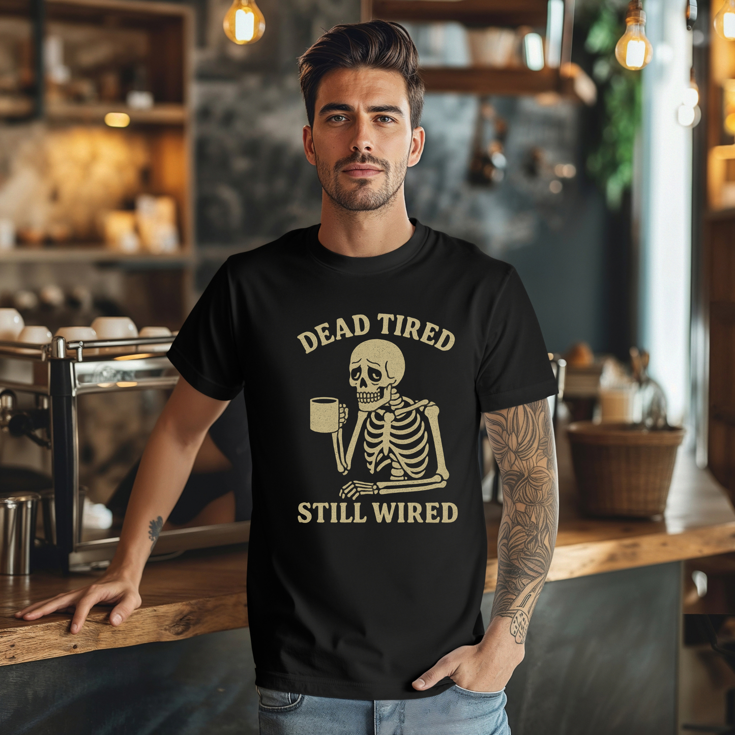 Dead Tired Still Wired Skull T-Shirt
