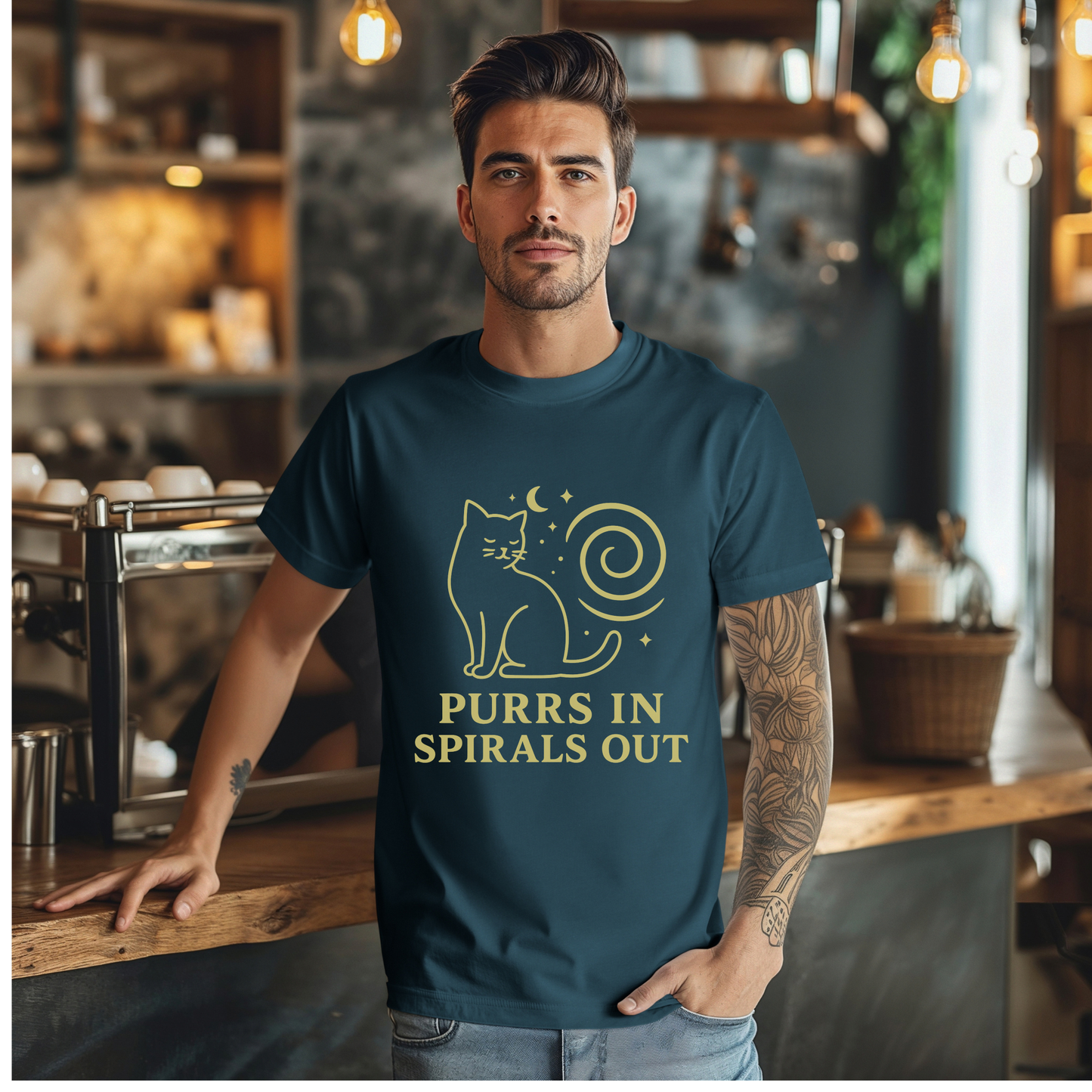 Gold Purrs in Spirals Out T-Shirt