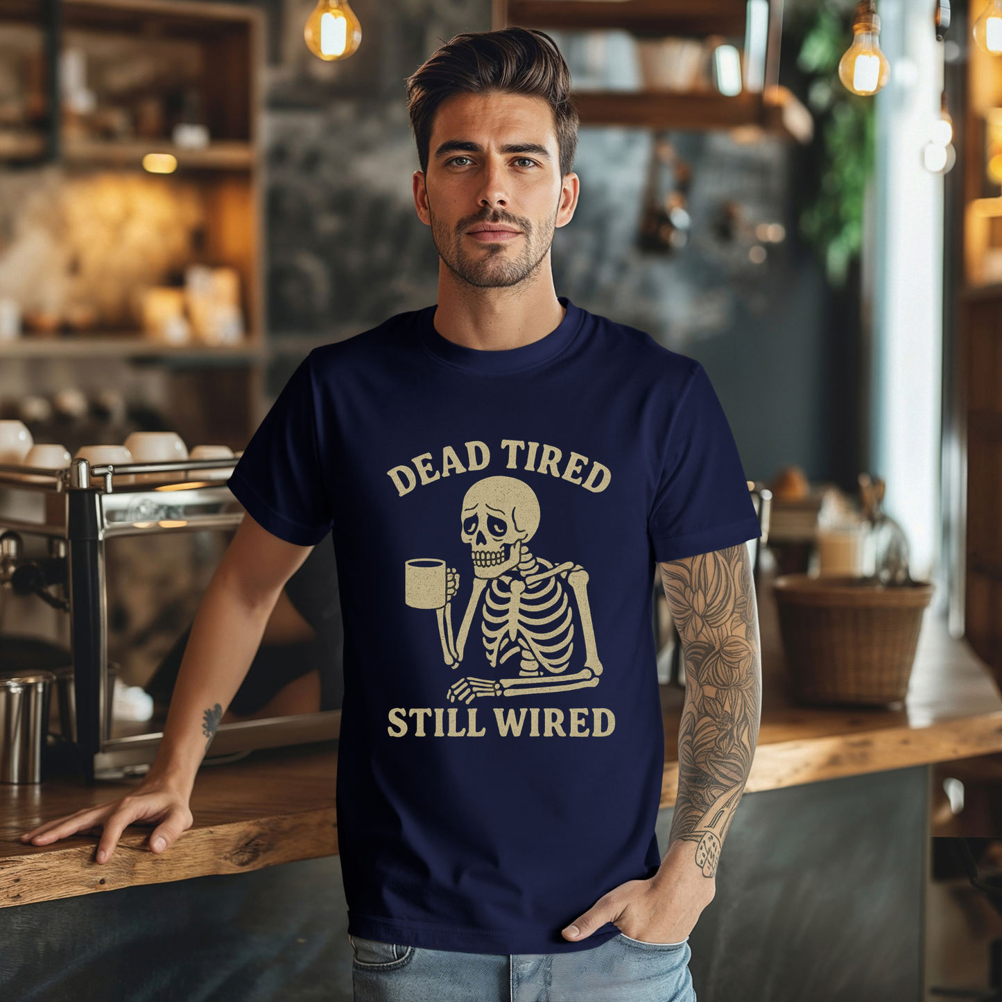 Dead Tired Still Wired Skull T-Shirt