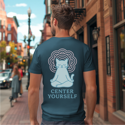 Center Yourself Meditating Cat T-Shirt