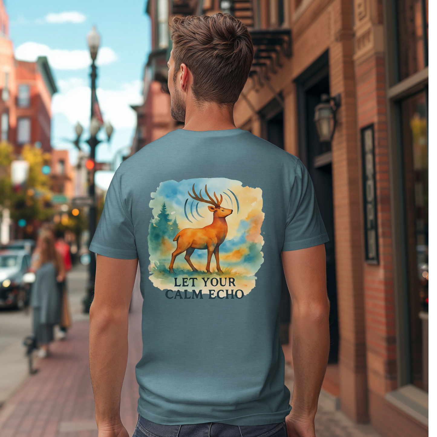 Watercolor Deer Let Your Calm Echo T-Shirt