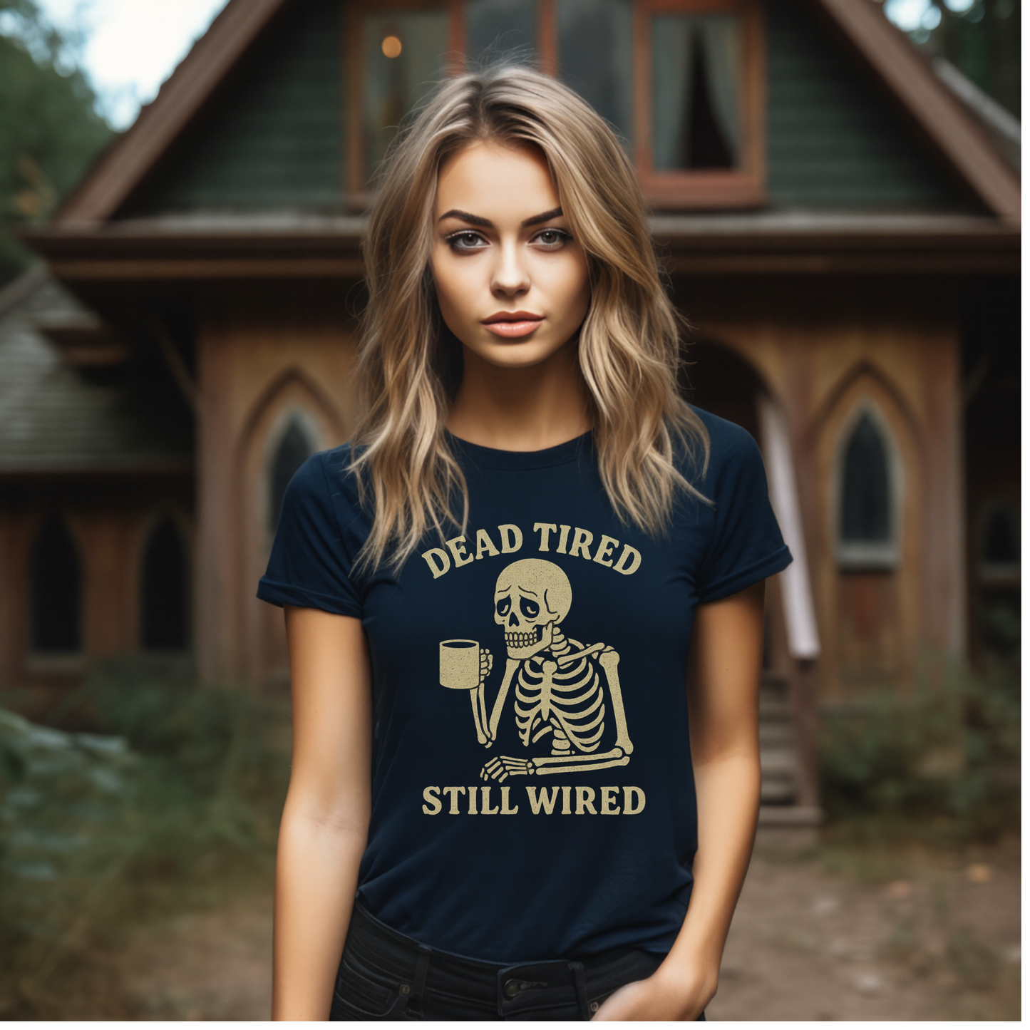 Dead Tired Still Wired Skull T-Shirt
