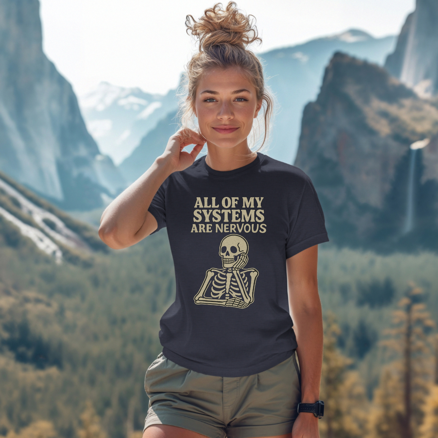 All of My Systems are Nervous Skeleton T-Shirt