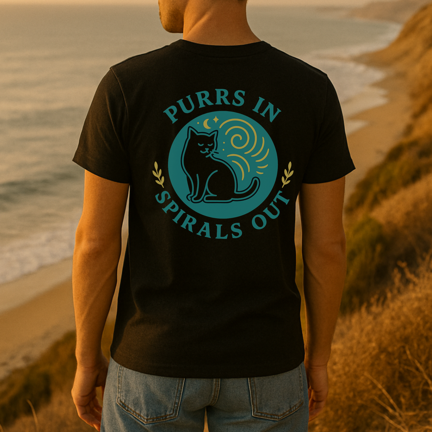 Teal Purrs in Spirals Out T-Shirt