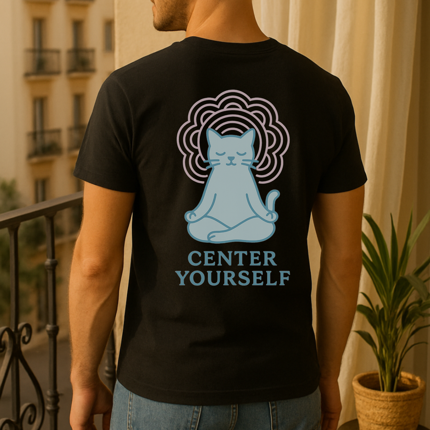Center Yourself Meditating Cat T-Shirt