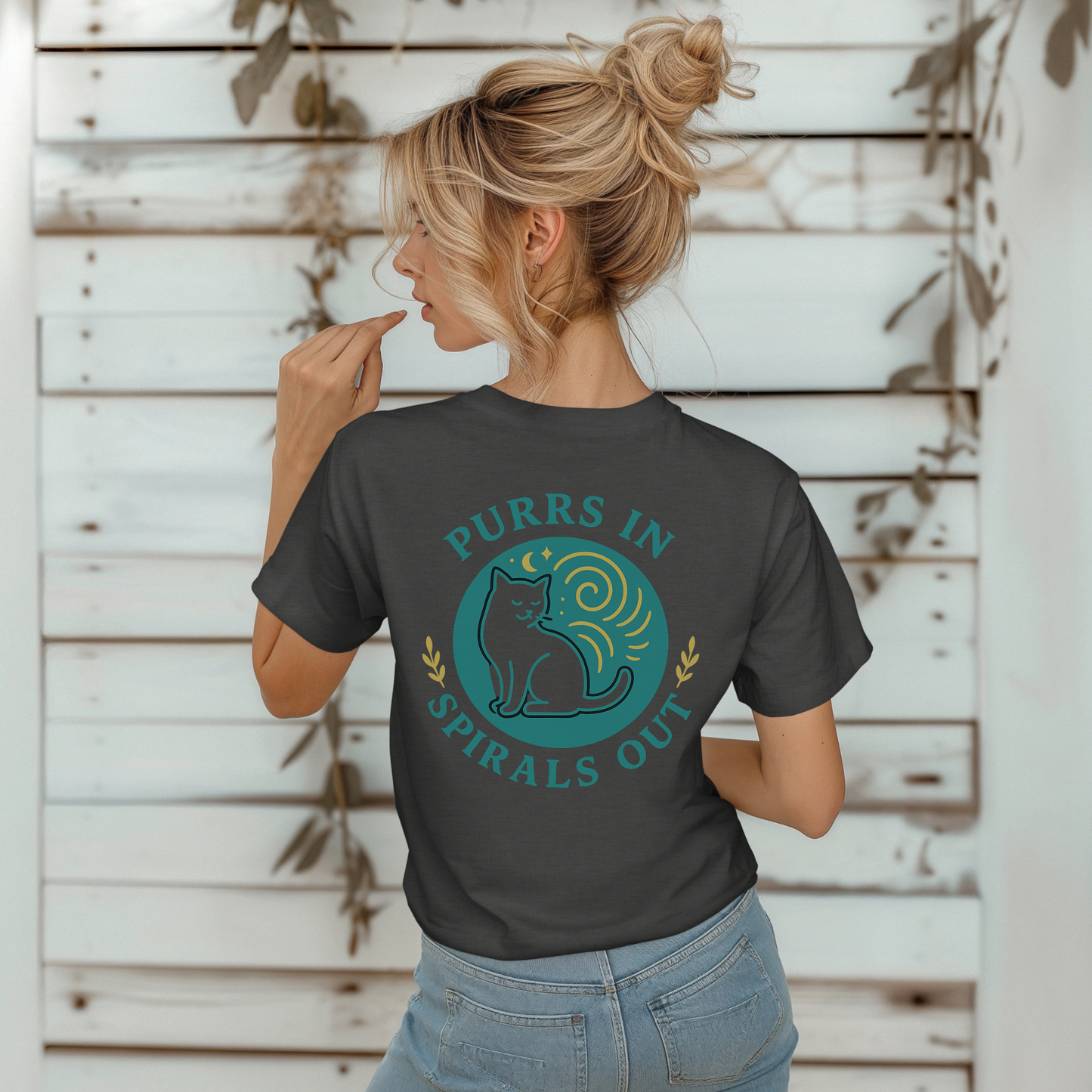 Teal Purrs in Spirals Out T-Shirt