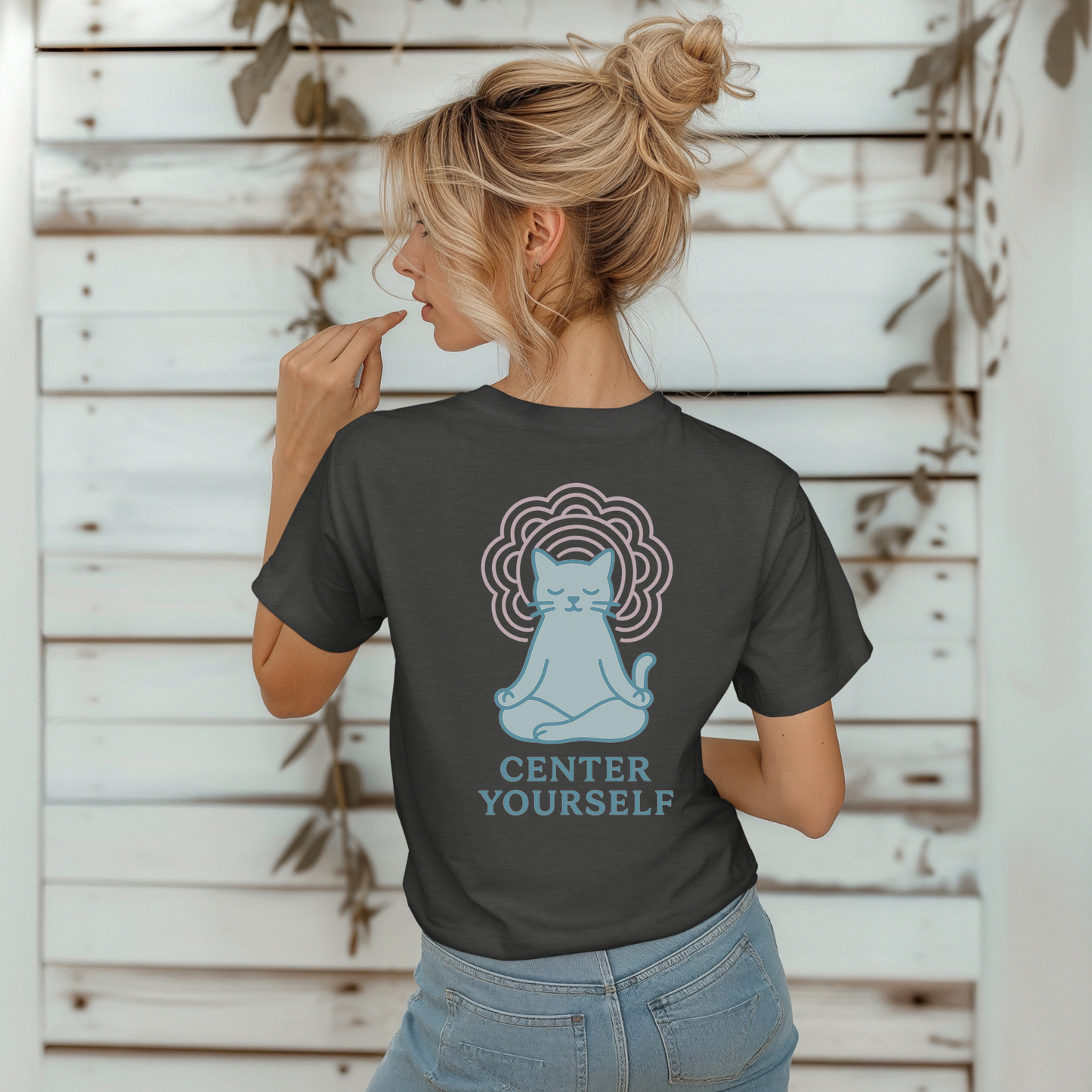 Center Yourself Meditating Cat T-Shirt