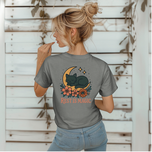 Black Cat Rest is Magic T-Shirt