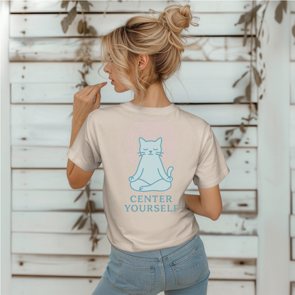 Center Yourself Meditating Cat T-Shirt
