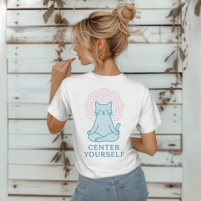 Center Yourself Meditating Cat T-Shirt