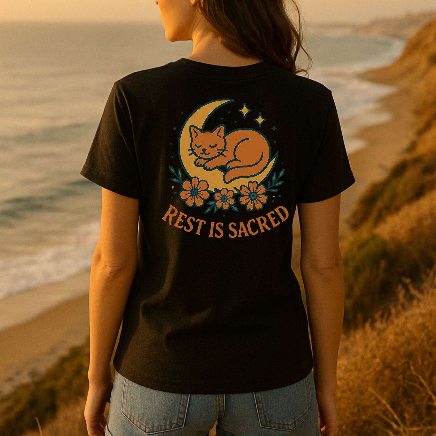 Rest is Sacred Orange Cat T-Shirt