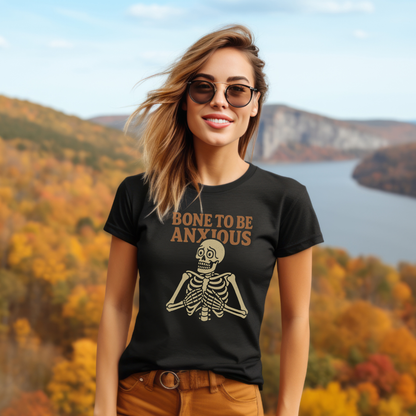 Orange Bone to Be Anxious Skeleton T-Shirt