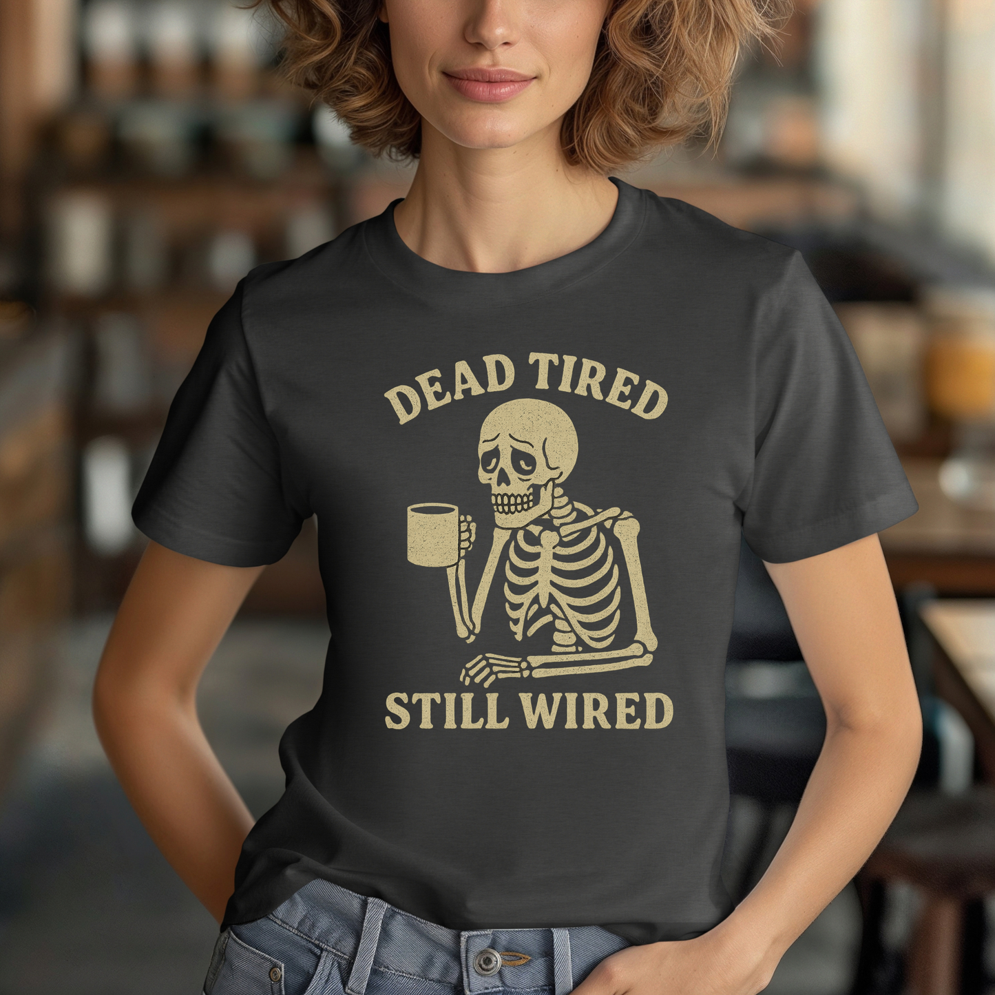 Dead Tired Still Wired Skull T-Shirt