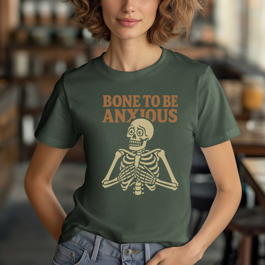 Orange Bone to Be Anxious Skeleton T-Shirt