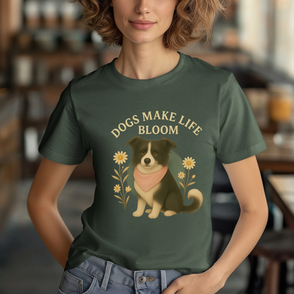 Dogs Make Life Bloom Border Collie T-Shirt