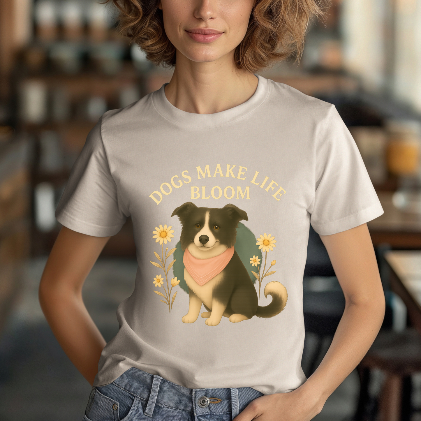 Dogs Make Life Bloom Border Collie T-Shirt