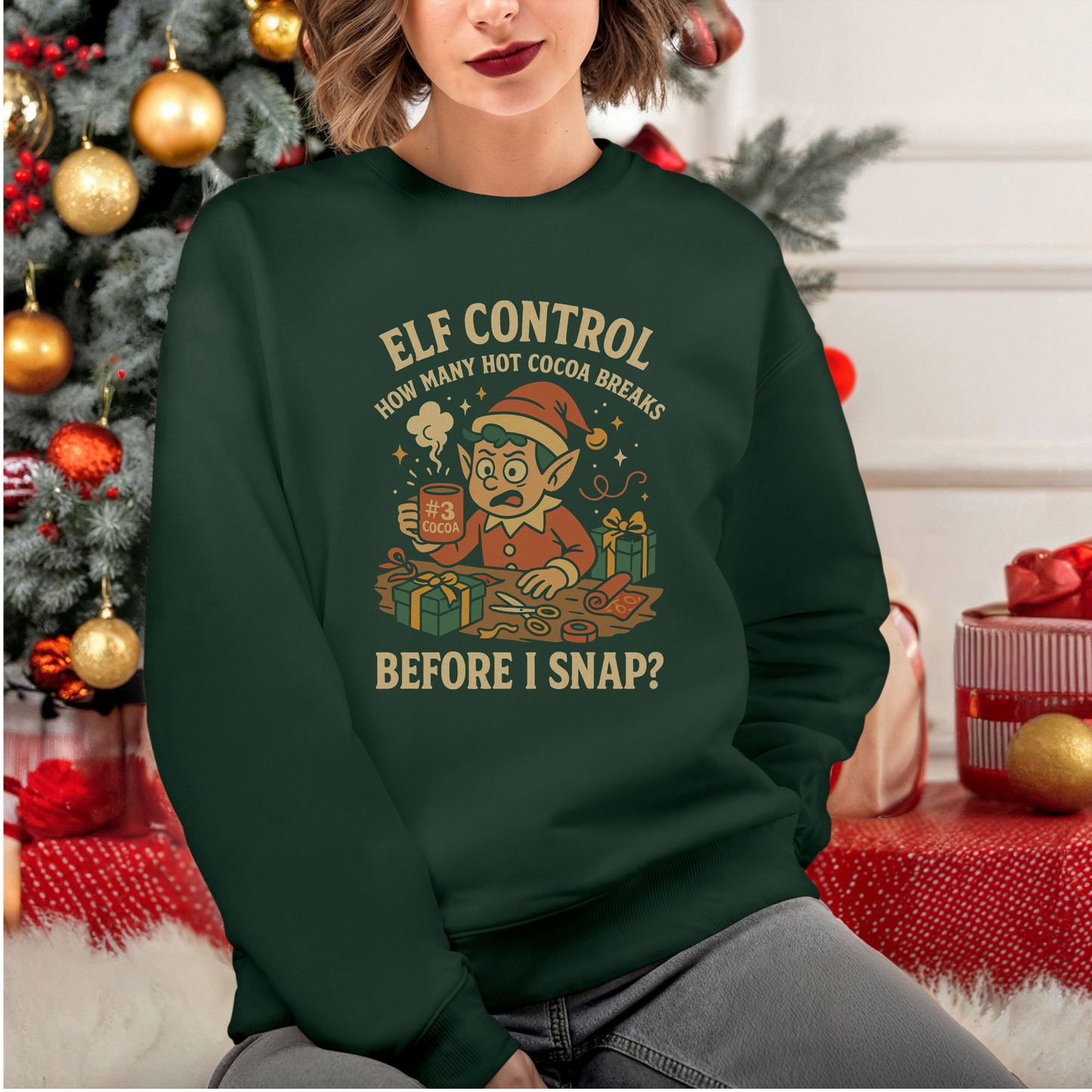 Elf Control funny elf Christmas sweatshirt | holiday crewneck